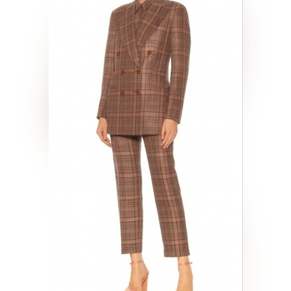 Dries Van Noten cotton linen Prince of Wales Suit, Jacket And Pants, Euc Size 10